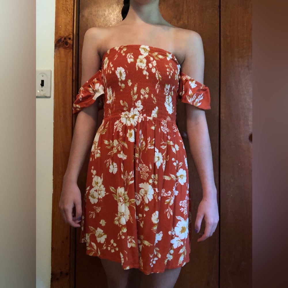 Beachy Orange Floral Dress XS - Only Worn Once!